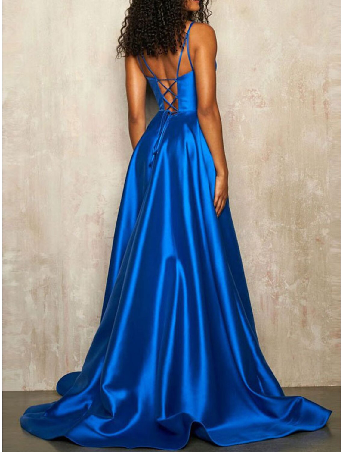 A-Line Spaghetti Strap Cotton Sleeveless Backless Pleated Prom Dress - Chloe Dress