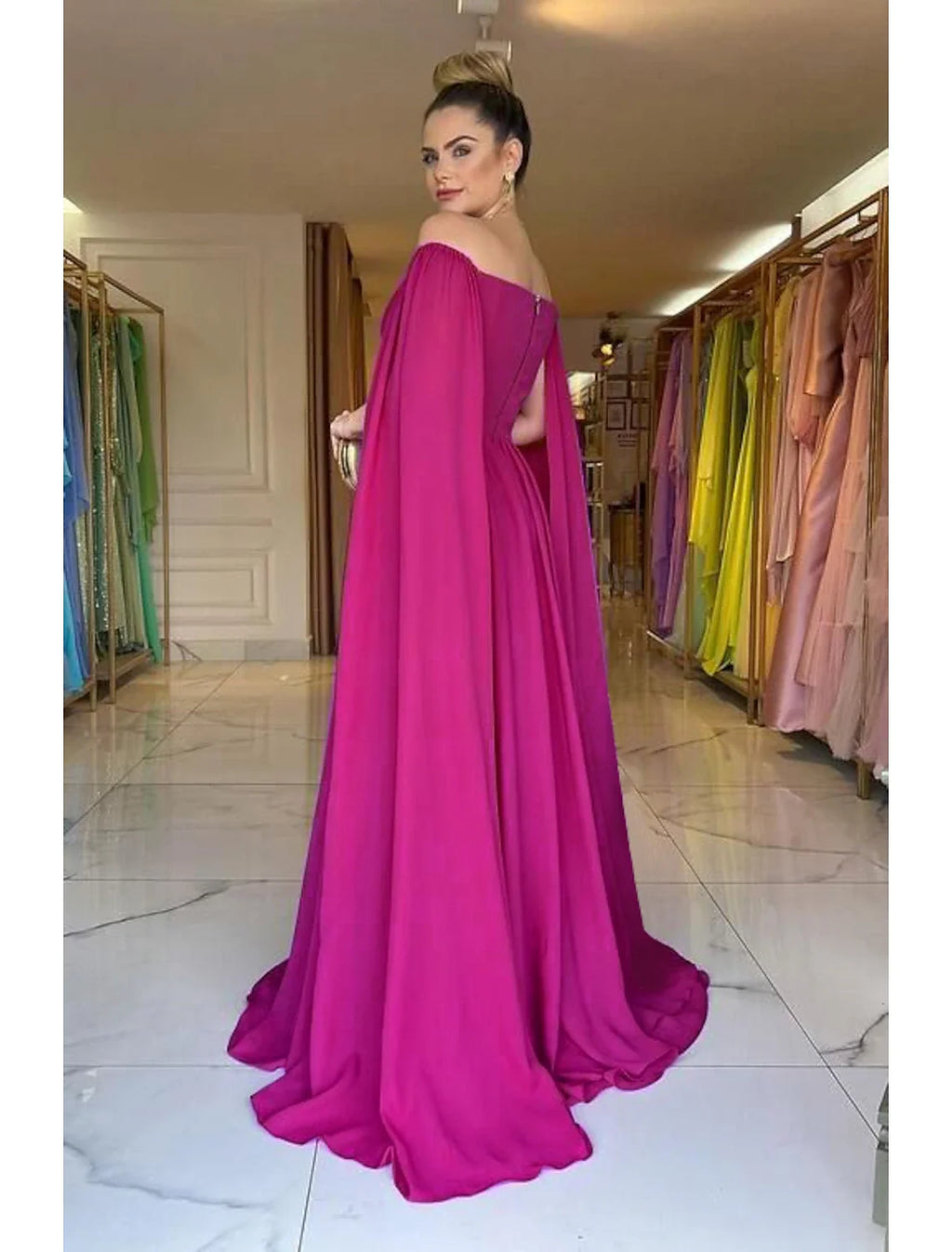 A-Line Off-Shoulder Chiffon Sleeveless Pleated Evening Gown - Chloe Dress