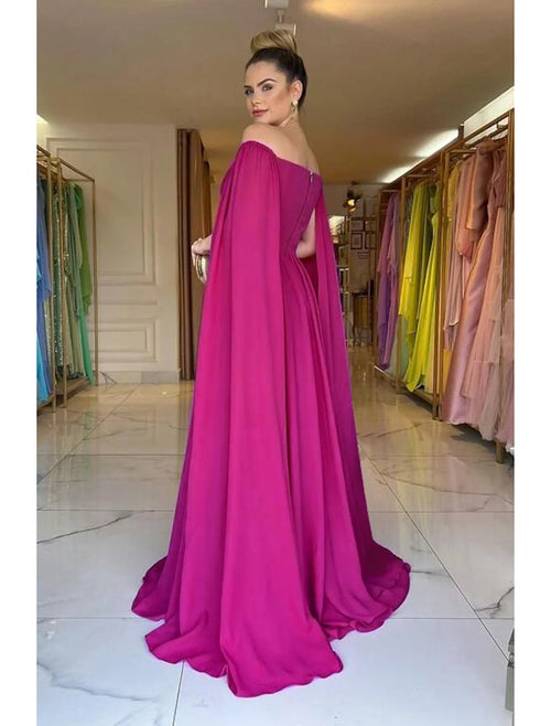 A-Line Off-Shoulder Chiffon Sleeveless Pleated Evening Gown - Chloe Dress