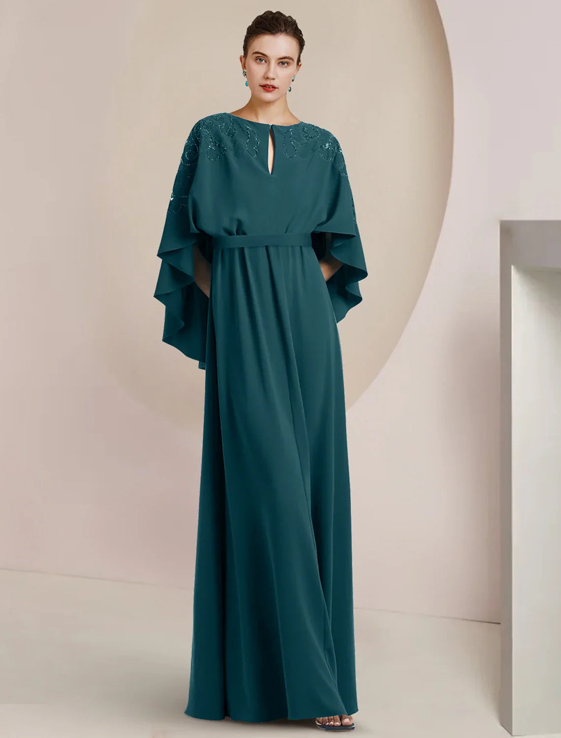 A-Line V-Neck Chiffon Sleeveless Floor-Length Wedding Dress - Chloe Dress