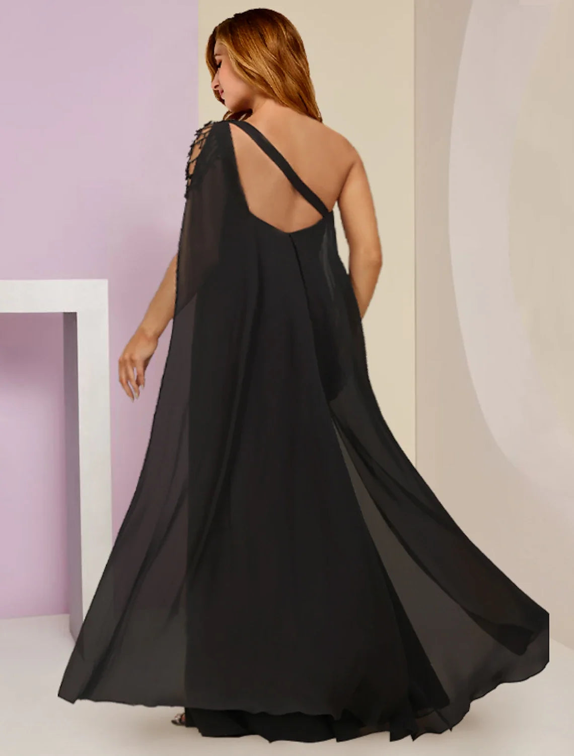 One-Shoulder Chiffon Sleeveless Floor-Length Wedding Dress - Chloe Dress