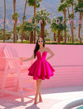 Pink A-Line Sweetheart Satin Sleeveless Backless Ruffled Mini Cocktail Dress - Chloe Dress