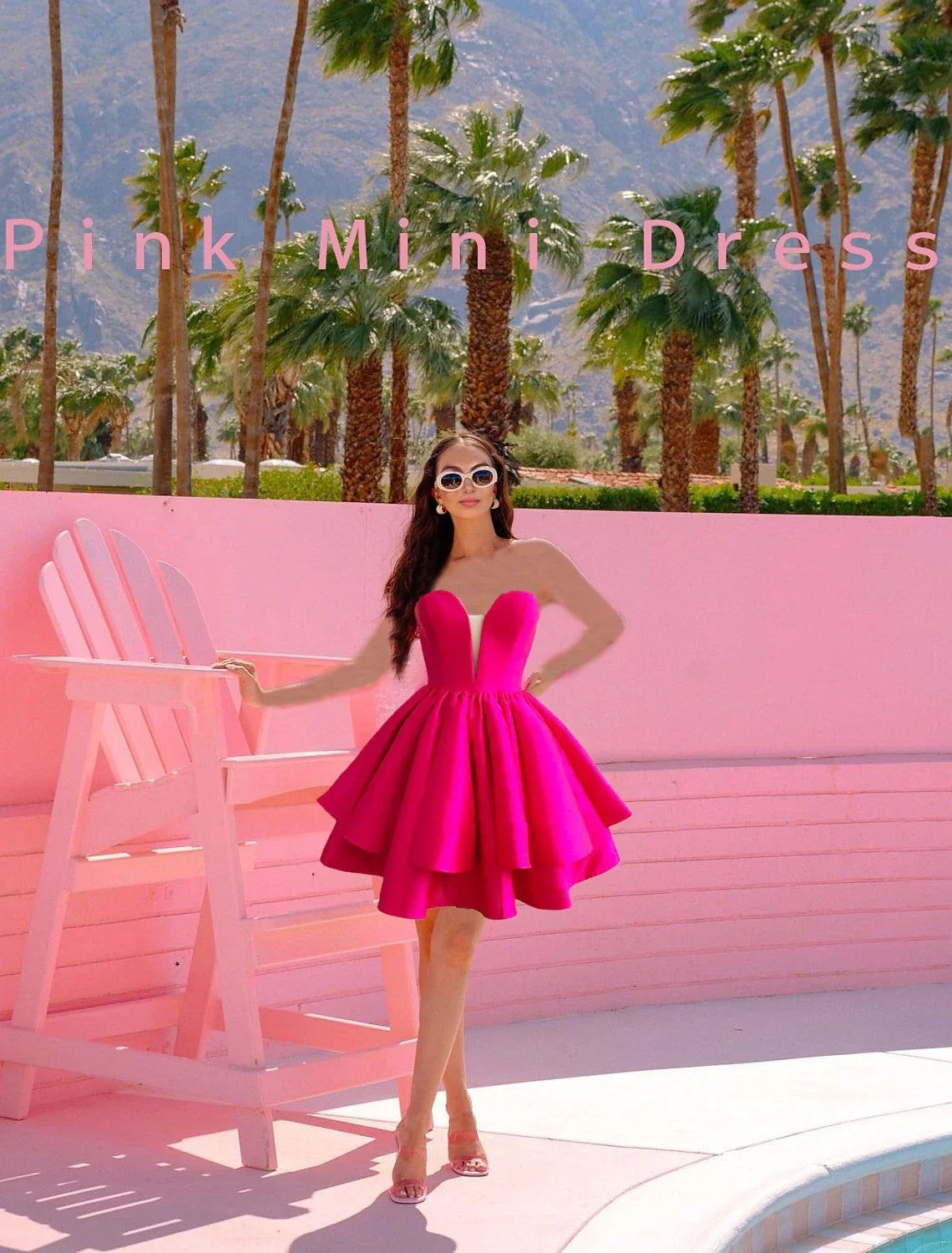Pink A-Line Sweetheart Satin Sleeveless Backless Ruffled Mini Cocktail Dress - Chloe Dress