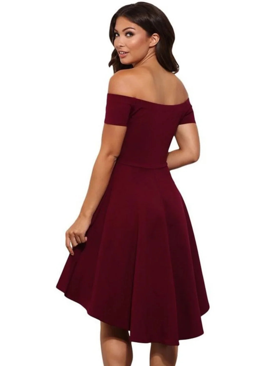 A-Line Off-Shoulder Satin Short Sleeve Mini Party Dress - Chloe Dress