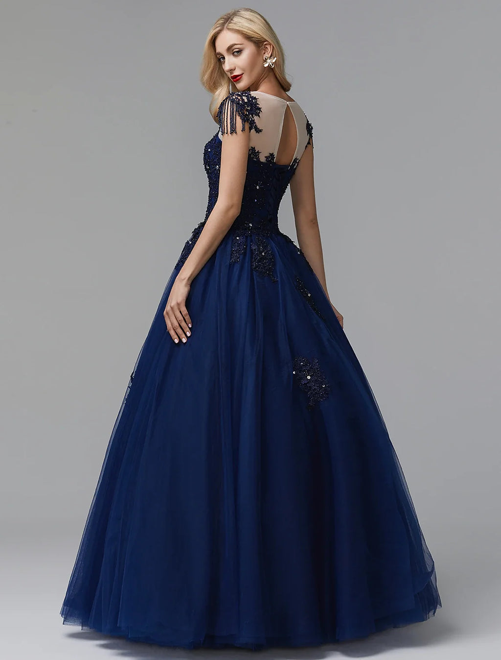 Ball Gown Off-Shoulder Satin Long Sleeve Train Prom Gown - Chloe Dress