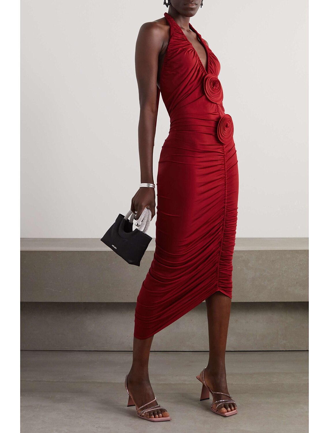 Sheath Halter Sleeveless Backless Applique Knee-Length Evening Gown - Chloe Dress