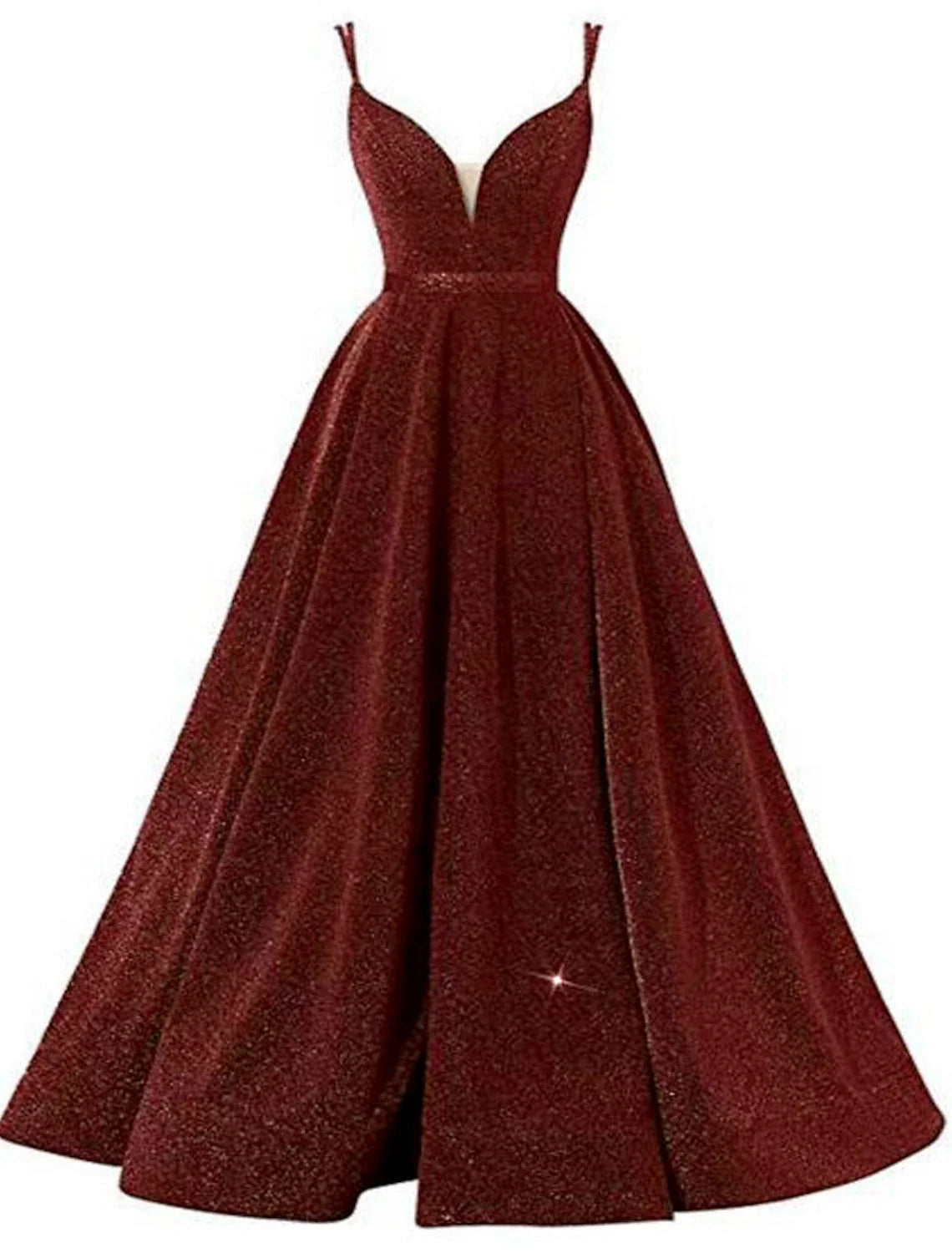 A-Line Spaghetti Strap Sequin Sleeveless Pleated Floor-Length Evening Dress - Chloe Dress