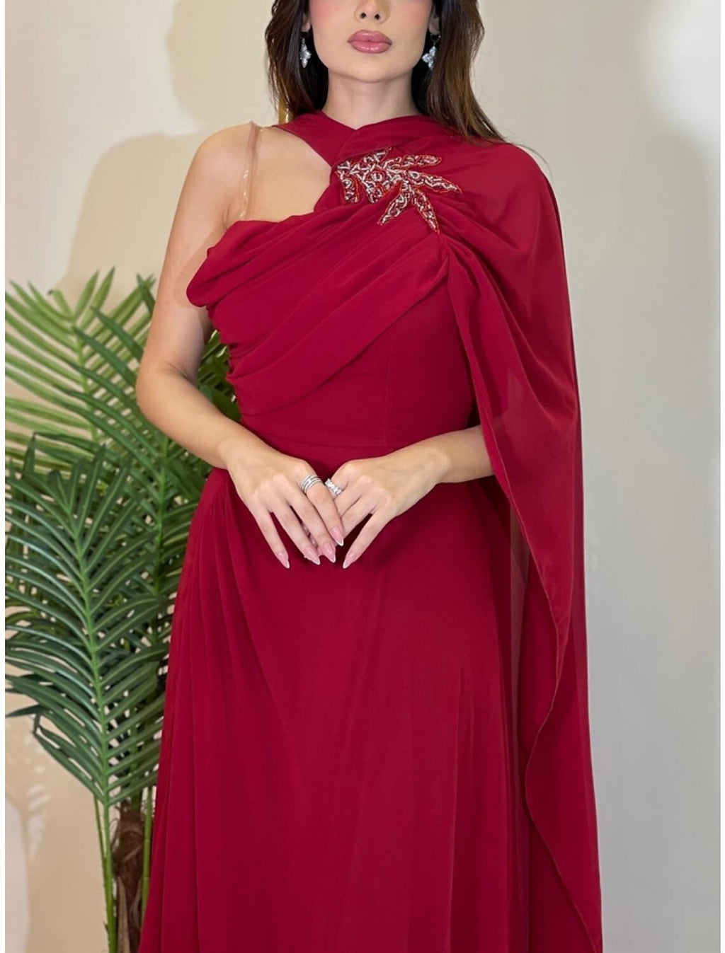 Green A-Line Halter Chiffon Sleeveless Pleated Evening Gown - Chloe Dress