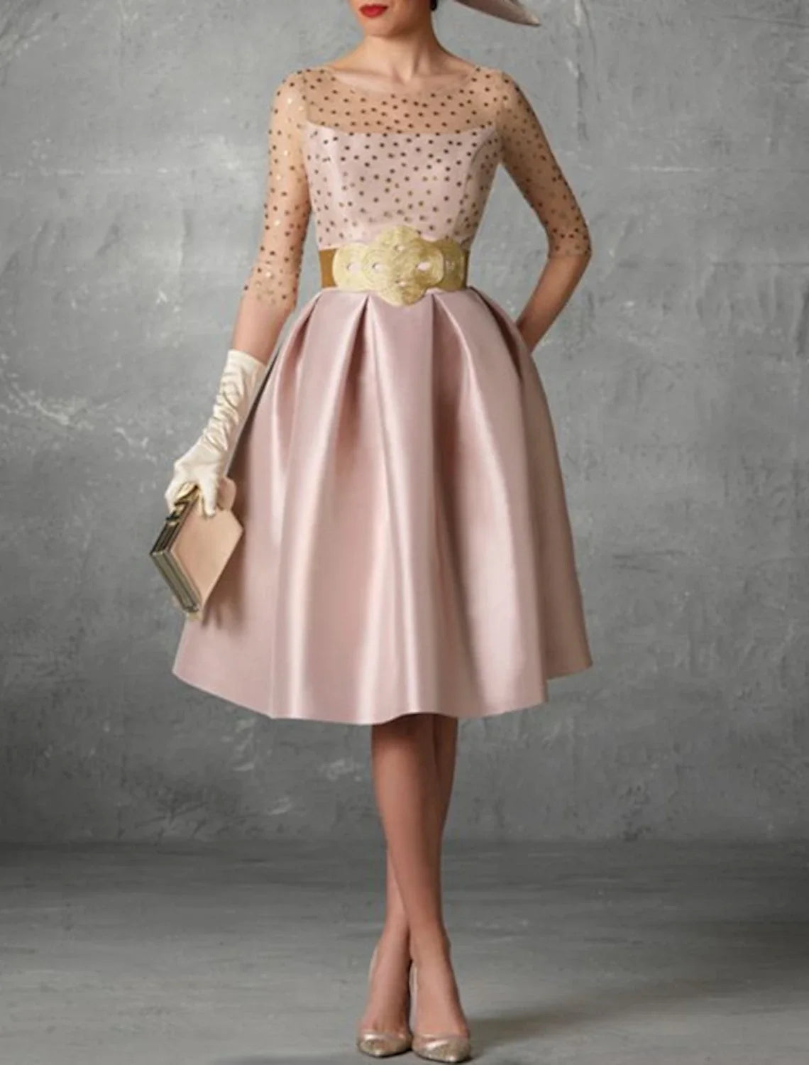 A-Line Satin Button Back Knee-Length Wedding Dress - Chloe Dress