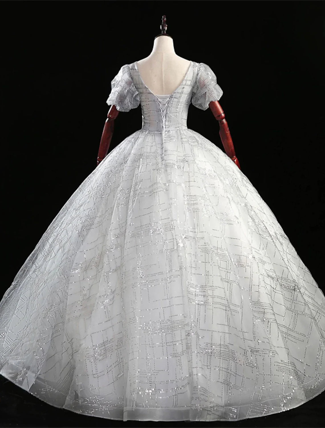 Ball Gown V-Neck Polyester Short Sleeve Floor-Length Gown - Chloe Dress
