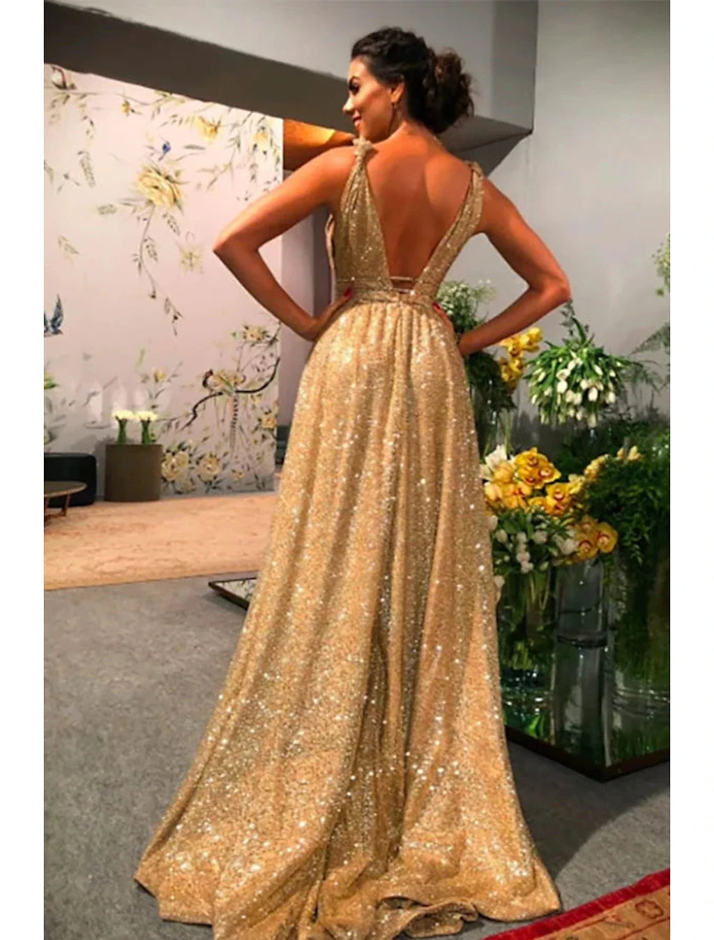 A-Line Spaghetti Strap Satin Sleeveless Backless Train Evening Dress - Chloe Dress
