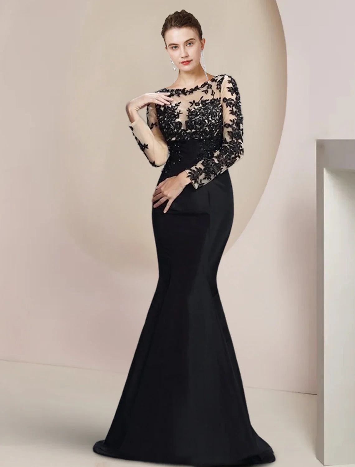 Mermaid Satin Long Sleeve Applique Floor-Length Wedding Dress - Chloe Dress