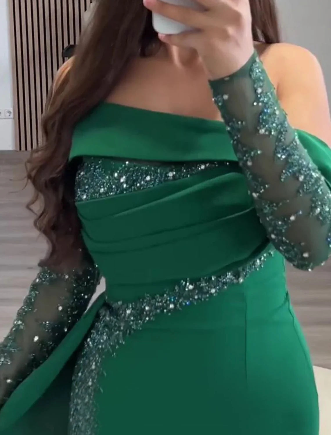 Sheath Off-Shoulder Sequin Long Sleeve Floor-Length Evening Gown - Chloe Dress