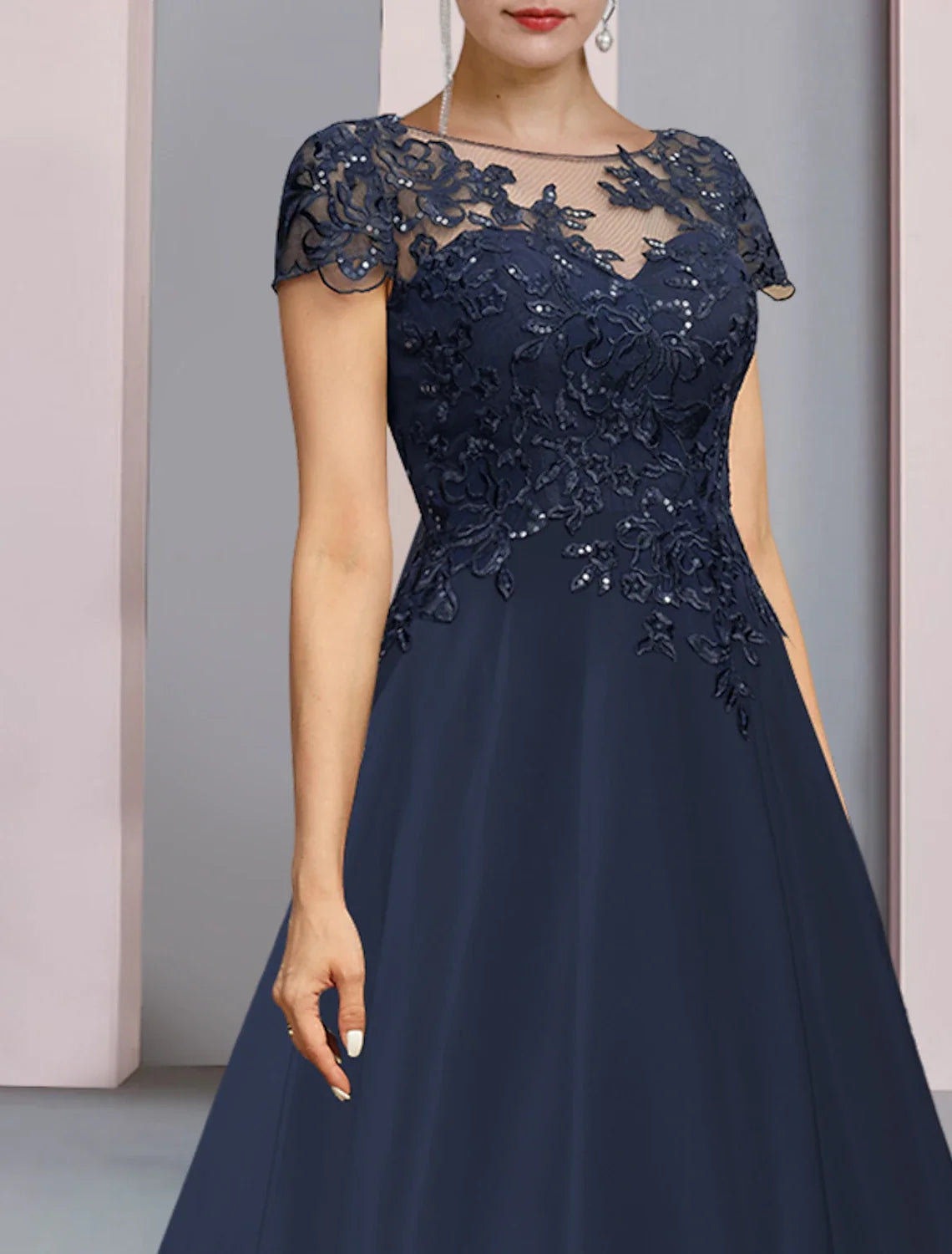 A-Line Satin Short Sleeve Train Mini Wedding Dress - Chloe Dress