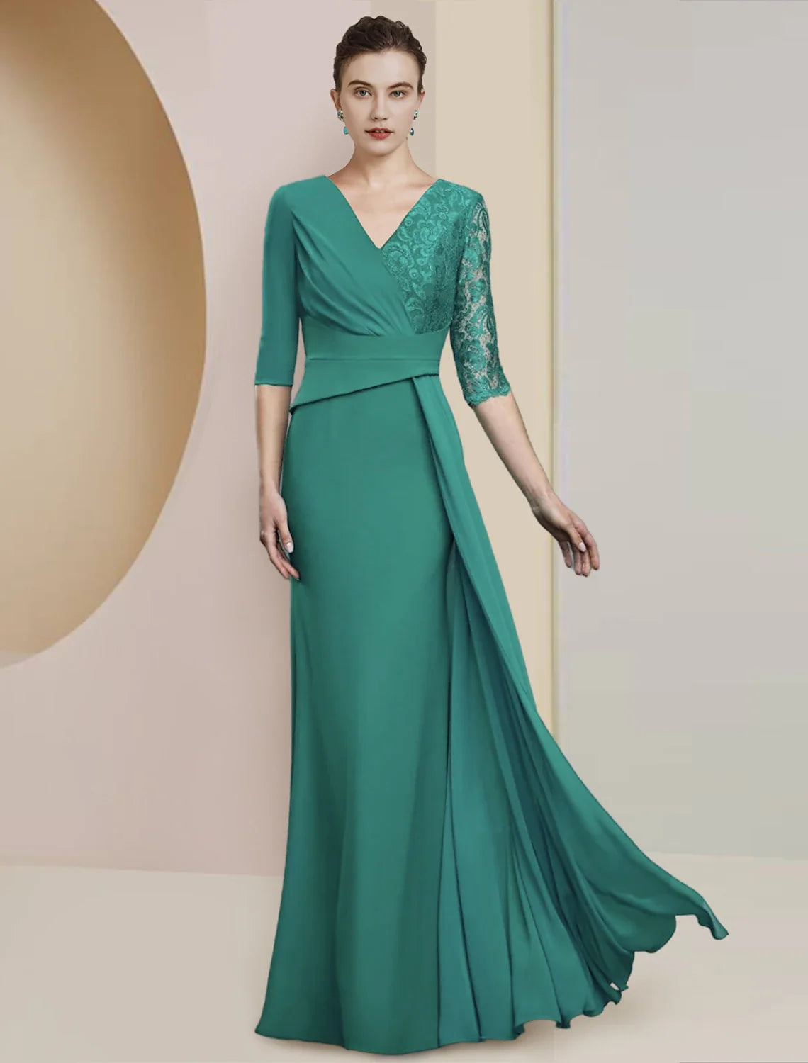 Sheath V-Neck Chiffon Floor-Length Wedding Dress - Chloe Dress