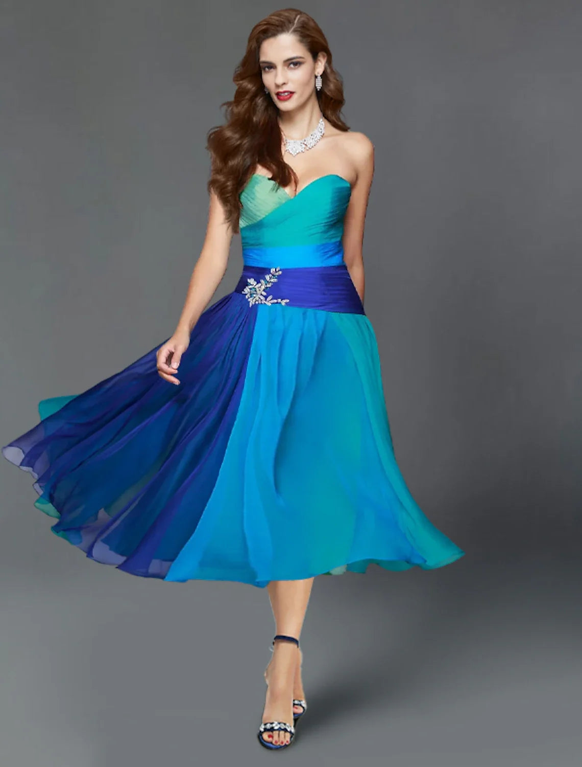 A-Line Strapless Chiffon Short Sleeve Mini Wedding Dress - Chloe Dress