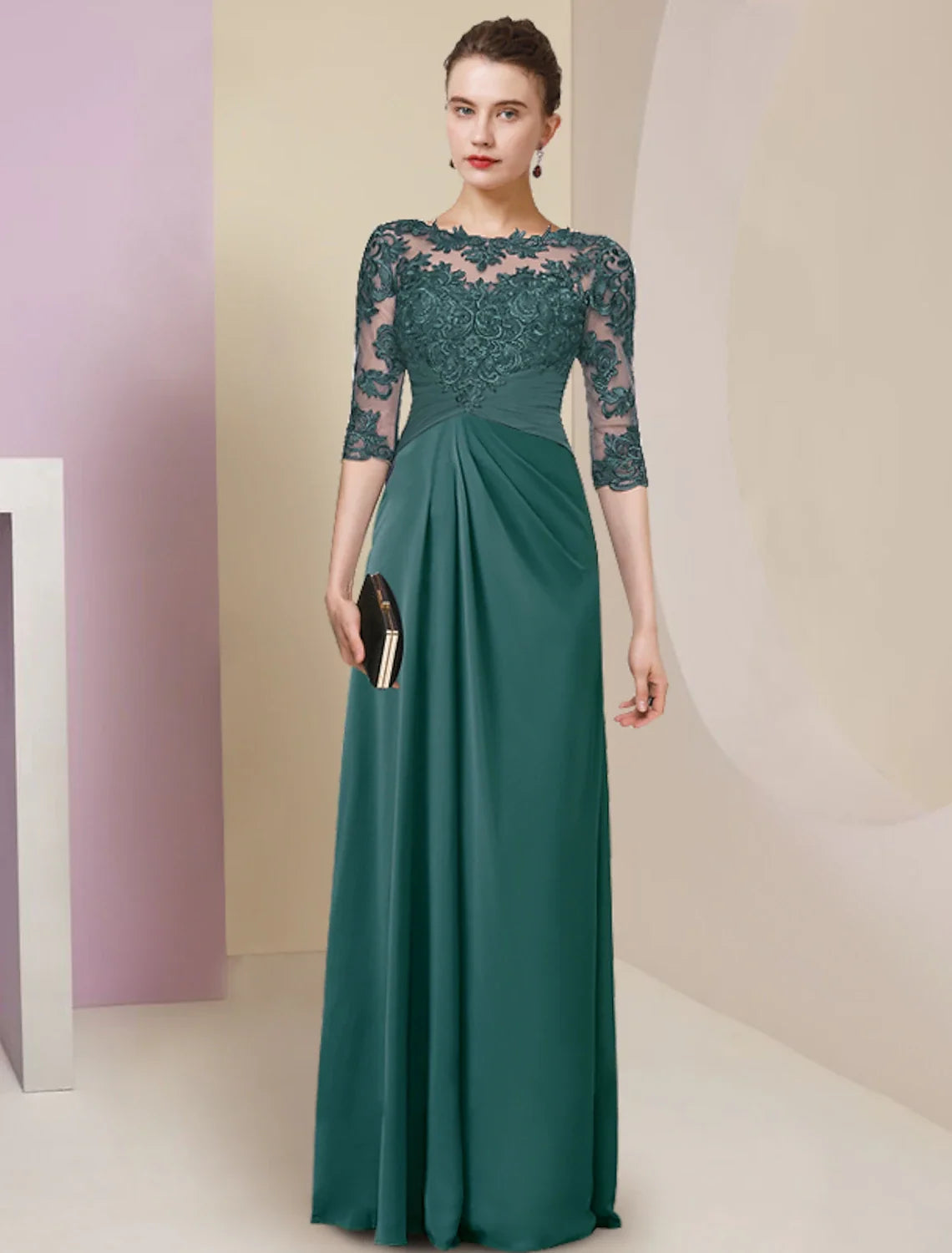 Sheath Chiffon Pleated Floor-Length Dress - Chloe Dress