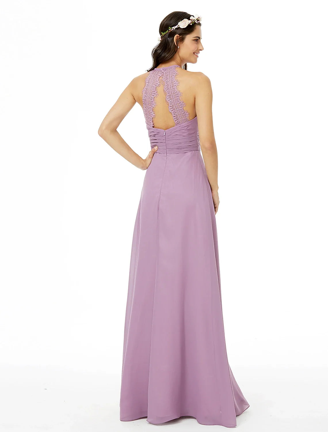 Sheath Chiffon Sleeveless Pleated Floor-Length Wedding Dress - Chloe Dress