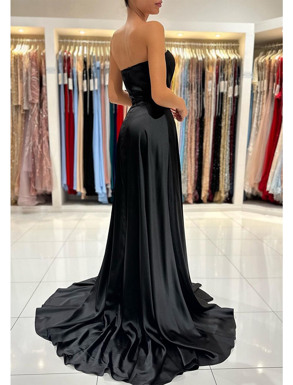 Green A-Line Sweetheart Sleeveless Backless High Slit Prom Dress - Chloe Dress