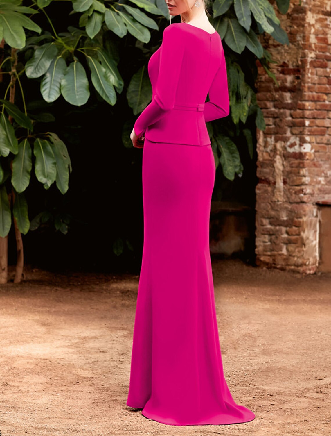 Mermaid V-Neck Long Sleeve Ruffled Evening Gown - Chloe Dress