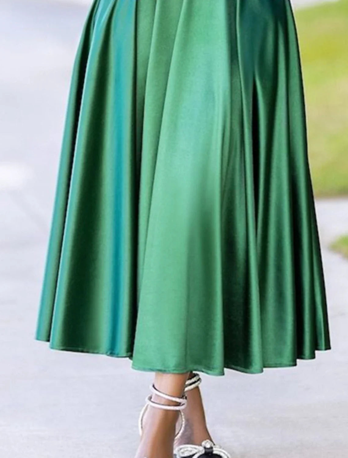 A-Line One-Shoulder Sleeveless Pleated Ankle-Length Wedding Dress - Chloe Dress