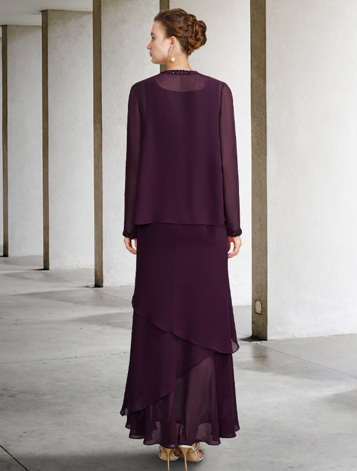 A-Line Square Neck Chiffon Sleeveless Wrap Ankle-Length Dress - Chloe Dress