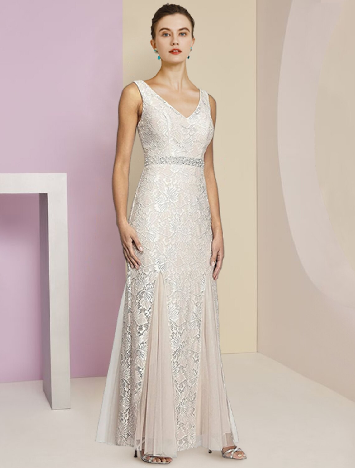 A-Line V-Neck Chiffon Pleated Ankle-Length Wedding Dress - Chloe Dress