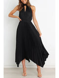 A-Line Halter Satin Sleeveless Pleated Wedding Dress - Chloe Dress