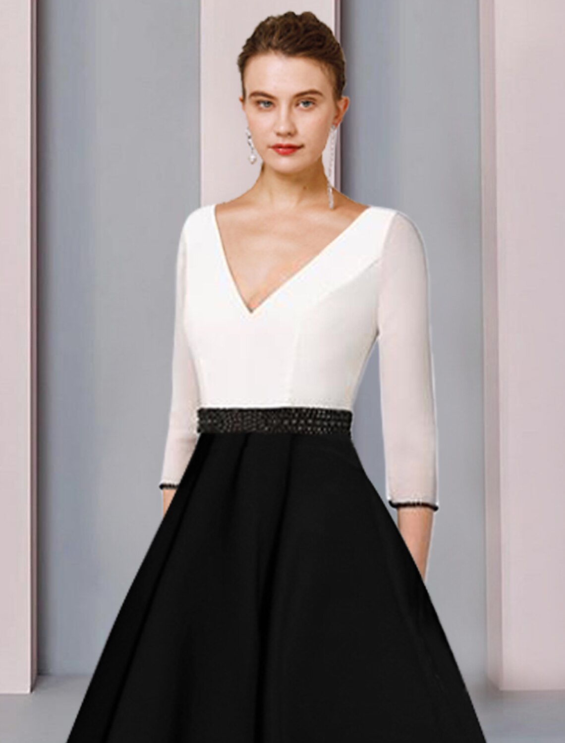 A-Line V-Neck Satin Short Sleeve Mini Wedding Dress - Chloe Dress