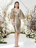 Sheath V-Neck Sequin Knee-Length Cocktail Dress - Chloe Dress