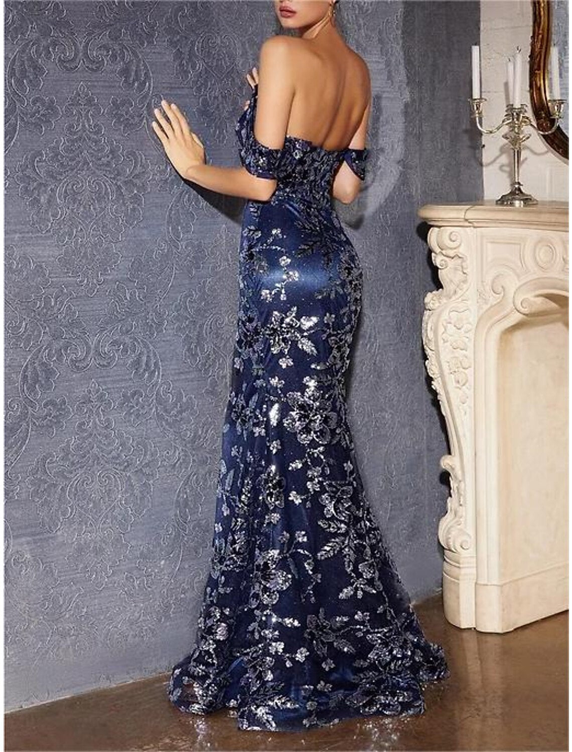 Mermaid Off-Shoulder Tulle Sleeveless High Slit Prom Dress - Chloe Dress