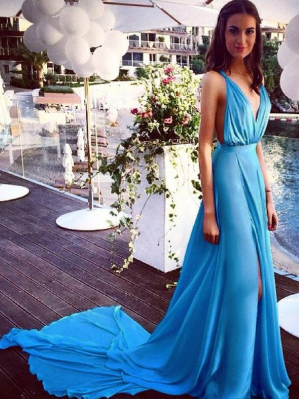 A-Line Spaghetti Strap Chiffon Sleeveless Pleated Dress - Chloe Dress