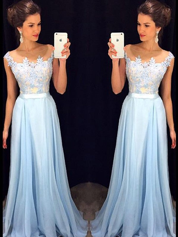 A-Line Chiffon Sleeveless Applique Floor-Length Dress - Chloe Dress