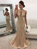 Mermaid Halter Satin Sleeveless Train Dress - Chloe Dress