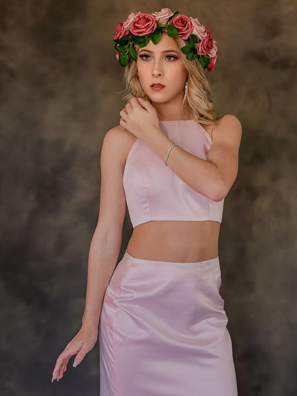 A-Line Halter Satin Sleeveless Ruffled Dress - Chloe Dress