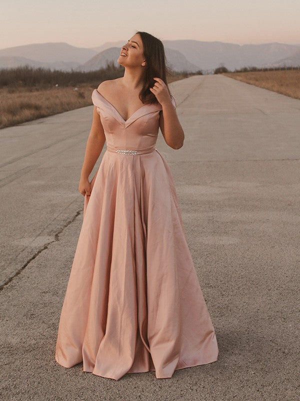 A-Line Satin Sleeveless Floor-Length Dress - Chloe Dress