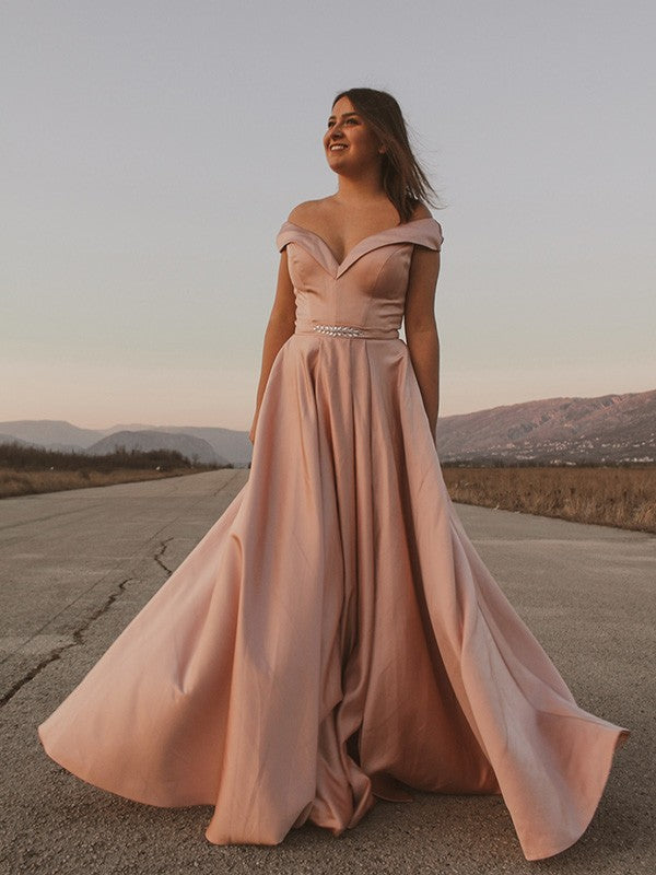 A-Line Satin Sleeveless Floor-Length Dress - Chloe Dress