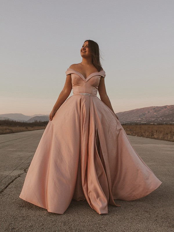 A-Line Satin Sleeveless Floor-Length Dress - Chloe Dress