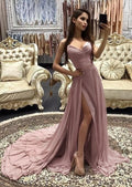 A-Line Sweetheart Chiffon Sleeveless Train Dress - Chloe Dress
