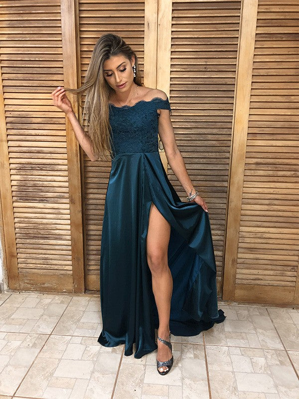 A-Line Satin Sleeveless Train Dress - Chloe Dress