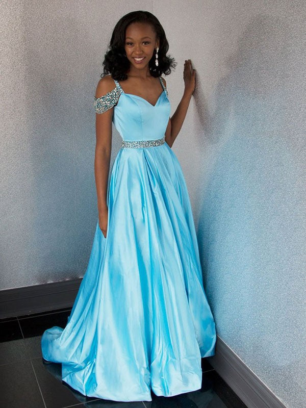 A-Line Sweetheart Satin Sleeveless Train Dress - Chloe Dress