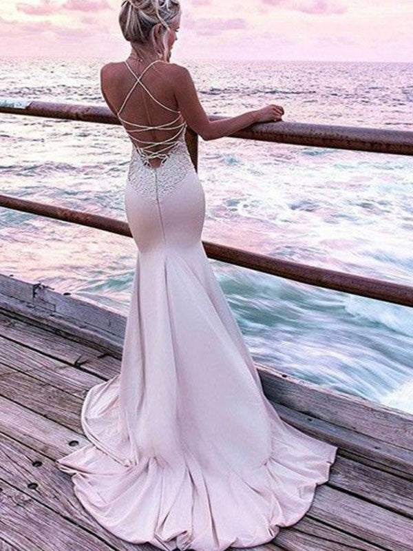 Mermaid Satin Sleeveless Train Dress - Chloe Dress