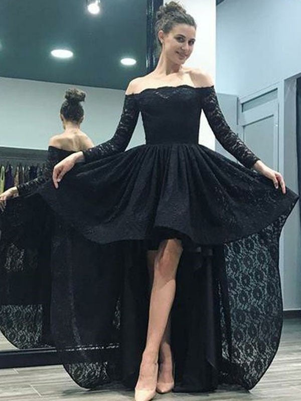 A-Line Lace Long Sleeve Asymmetric Dress - Chloe Dress