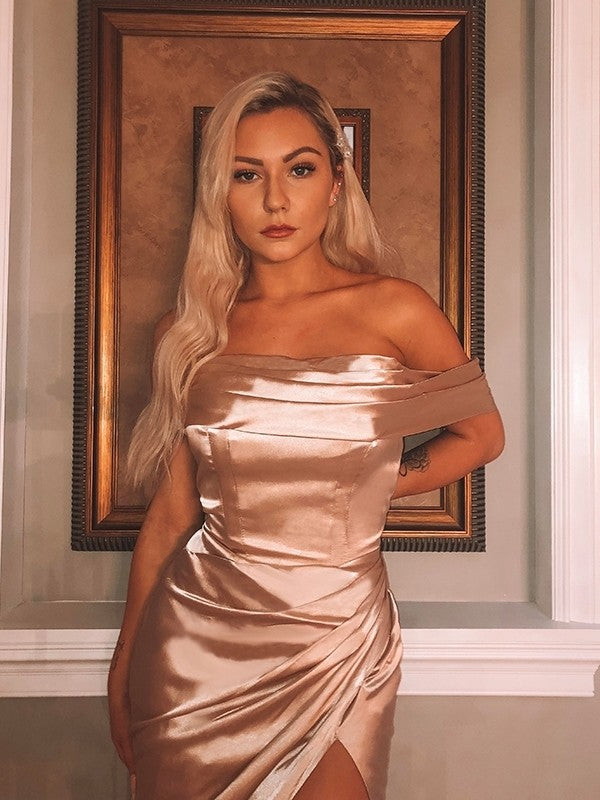 Sheath Satin Short Sleeve Train Mini Dress - Chloe Dress