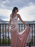Mermaid V-Neck Satin Sleeveless Train Dress - Chloe Dress