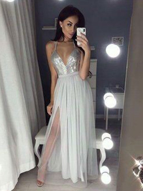 A-Line V-Neck Chiffon Sleeveless Floor-Length Dress - Chloe Dress