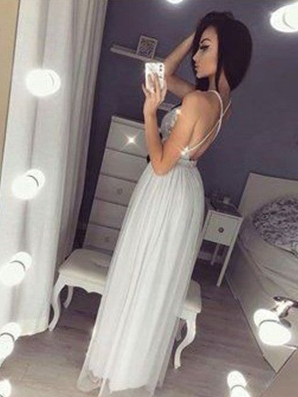A-Line V-Neck Chiffon Sleeveless Floor-Length Dress - Chloe Dress