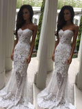 Mermaid Sweetheart Lace Sleeveless Train Wedding Dress - Chloe Dress