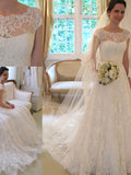 A-Line Square Neck Lace Short Sleeve Train Mini Wedding Dress - Chloe Dress
