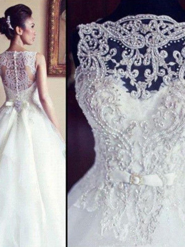 A-Line Tulle Sleeveless Train Wedding Dress - Chloe Dress